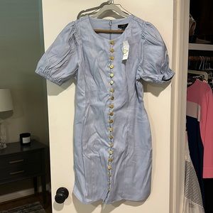 Jcrew blue dress with gold buttons